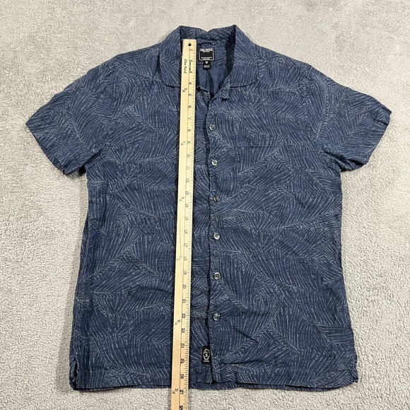 Todd Snyder Shirt Mens Medium Linen Camp Loop Collar Short Sleeve Button Up Blue - Picture 7 of 12